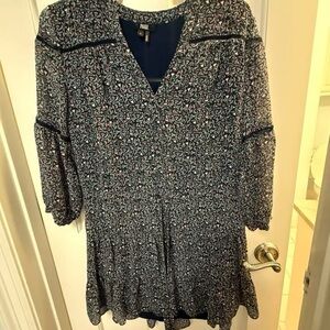 PAIGE Navy Floral V-Neck Tiered Tunic